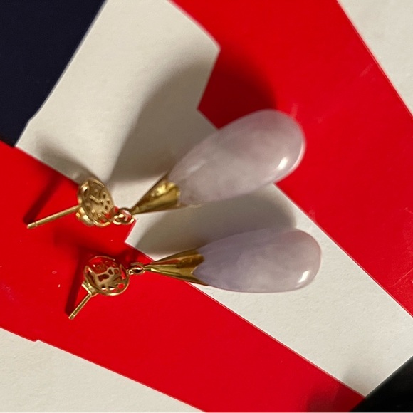 14k gold genuine natural light green jade lilac - Picture 3 of 4